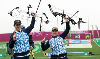 HISTÓRICO: ORO Y RÉCORD PARA ARGENTINA EN TIRO CON ARCO COMPUESTO EN EQUIPOS MIXTOS