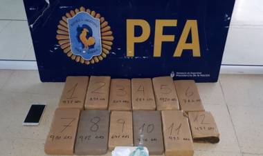 POLICÍA FEDERAL DE LA DELEGACIÓN SAN LUIS DETUVO EN SAN JUAN A UN HOMBRE QUE VIAJABA EN MICRO CON CASI 10 KG DE MARIHUANA EN DOS BOLSOS