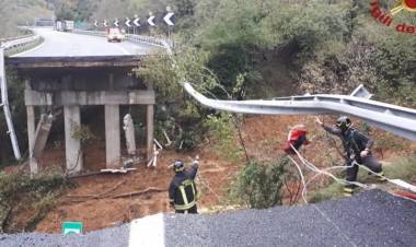 ITALIA: EN EL NORTE DE LA PENÍNSULA SE DERRUMBÓ UNA AUTOPISTA A LO LARGO DE 30 METROS POR LAS FUERTES LLUVIAS