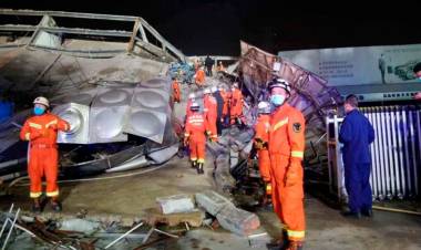 DERRUMBE DE HOTEL EN CHINA QUE ERA USADO PARA CUARENTENA POR CORONAVIRUS