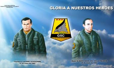 EN MEMORIA DEL PERSONAL CAÍDO DE LA V BRIGADA AÉREA EN EL CONFLICTO DEL ATLÁNTICO SUR EL 23 y 25 DE MAYO DE 1982