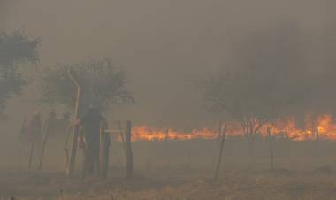 INCENDIOS FORESTALES EN SAN LUIS: UNOS 40 BOMBEROS COMBATEN EL FUEGO ENTRE LOS MOLLES Y VILLA DE LA QUEBRADA