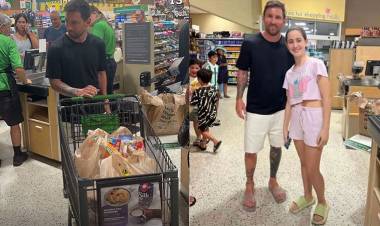 MESSI FUE AL SUPERMERCADO CON SUS HIJOS EN MIAMI Y SE SACÓ FOTOS CON LA GENTE