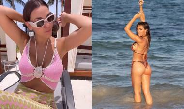 APOSTÓ A UNA MICROBIKINI TEJIDA Y LUEGO SE FOTOGRAFIÓ DE ESPALDAS A LA CÁMARA