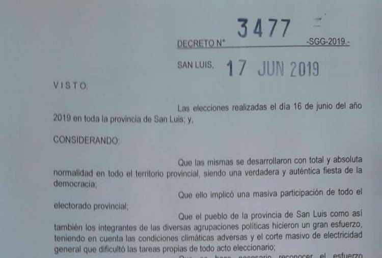 DECRETARON ASUETO PARA ESTE MARTES 18 DE JUNIO PARA LA ADMINISTRACIÓN PÚBLICA PROVINCIAL