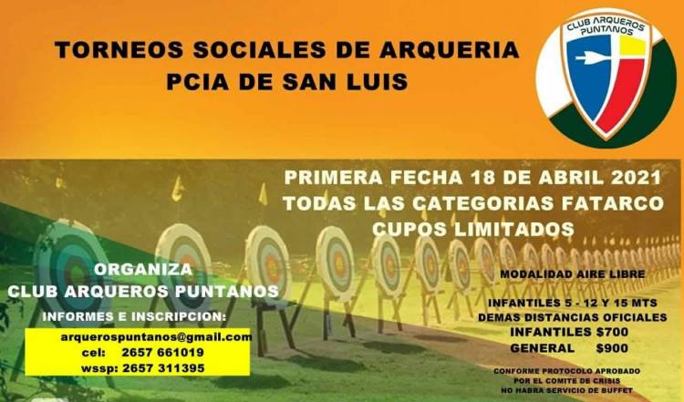 EL CLUB ARQUEROS PUNTANOS ORGANIZARÁ EN VILLA MERCEDES UN TORNEO MODALIDAD AIRE LIBRE DE TIRO CON ARCO