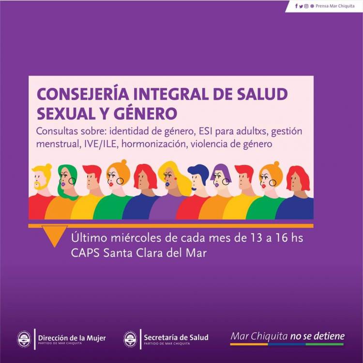 PARTIDO DE MAR CHIQUITA: COMENZÓ A FUNCIONAR LA CONSEJERÍA INTEGRAL DE SALUD SEXUAL Y GÉNERO